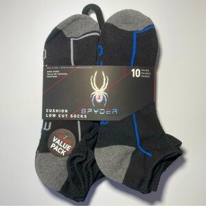 Spyder men’s low cut socks 10 pairs size 6-12 black gray blue
